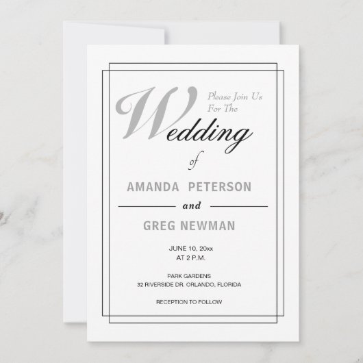 Invitations de mariage blanc simples (Devant)