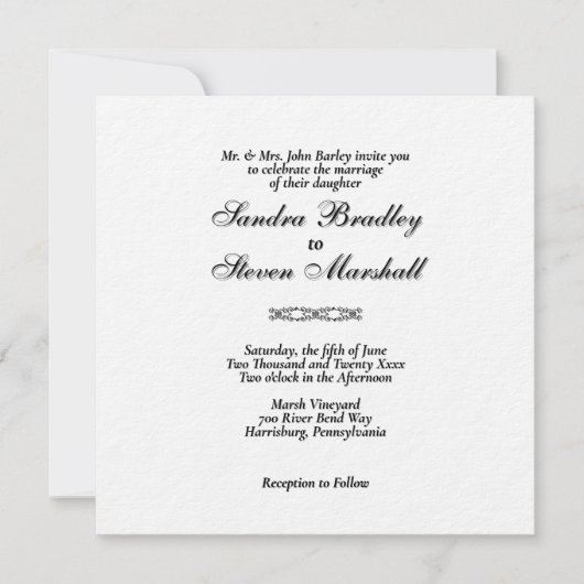 Invitations de mariage blanc simples (Devant)