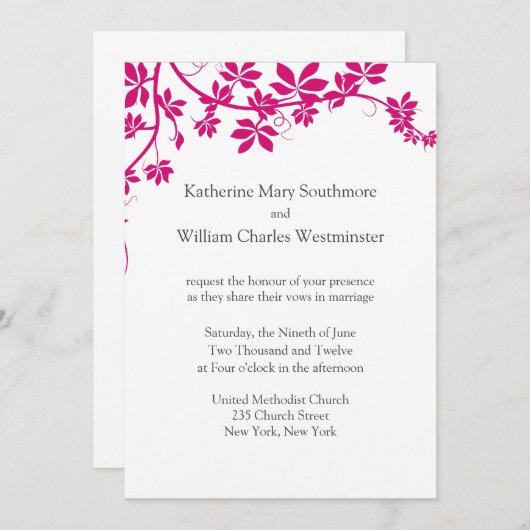 Invitations De Mariage Blanche Et Honeysuckle (Devant / Derrière)