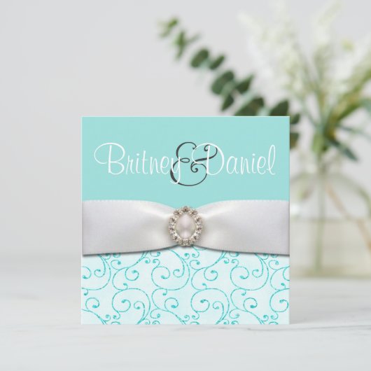 Invitations de mariage bleu (Debout devant)