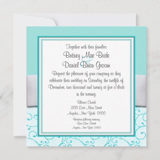 Invitations de mariage bleu (Dos)
