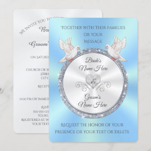 Invitations de mariage bleu clair et blanc personn