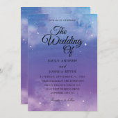 invitations de mariage bleu clair et violet (Devant / Derrière)