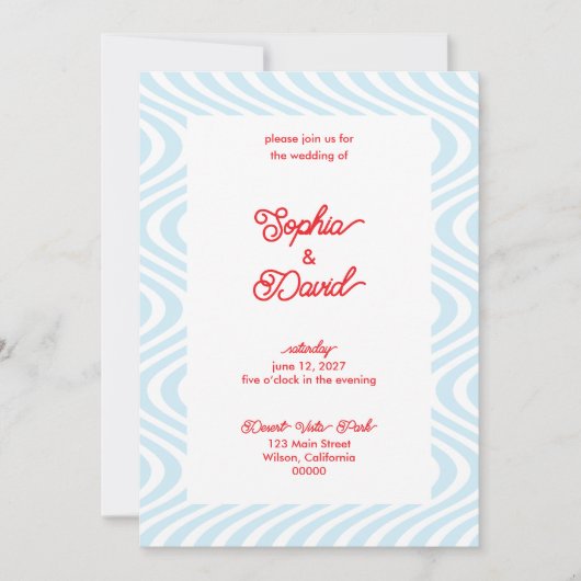 Invitations de mariage bleu clair rétro (Devant)