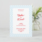 Invitations de mariage bleu clair rétro (Debout devant)
