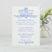 Invitations de mariage bleu de luxe simple (Debout devant)