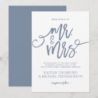 Invitations de mariage bleu Dusty | Script de bros