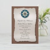Invitations de mariage bleu et Brown Compass (Debout devant)