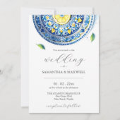 Invitations de mariage bleu et jaune Impression (Devant)