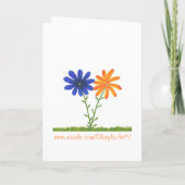 Invitations de mariage bleu et orange, Fleurs (Dos)