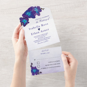 Invitations de mariage bleu et violet