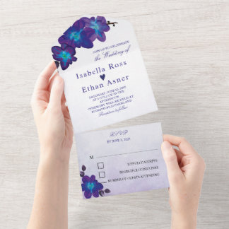Invitations de mariage bleu et violet