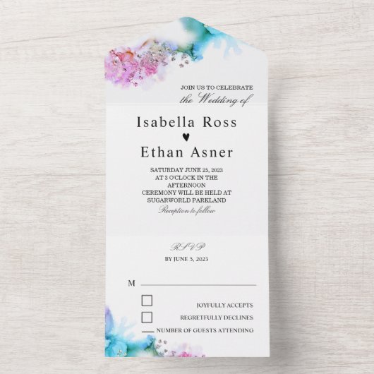 Invitations de mariage bleu et violet (À l'intérieur)