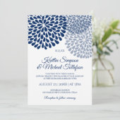 Invitations de mariage bleu marine et Dusty | Flor (Debout devant)