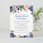 Invitations de mariage bleu rose et marine (Debout devant)