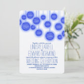 Invitations de mariage bleu vintage et élégant (Debout devant)