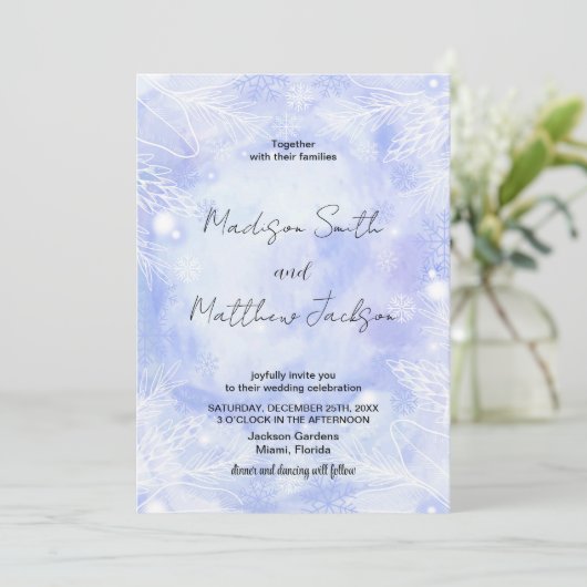 Invitations de mariage bleu violet (Debout devant)