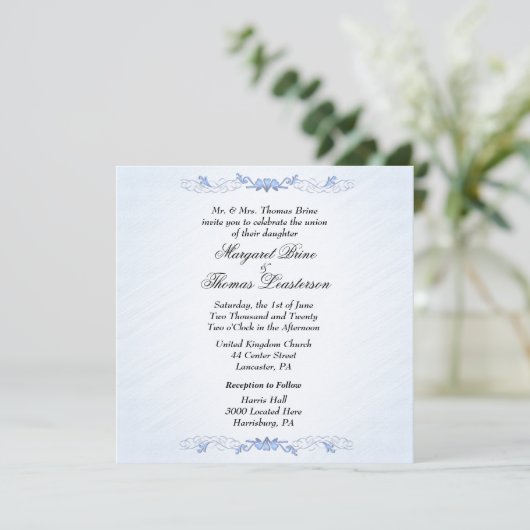 Invitations de mariage Blue Accent (Debout devant)