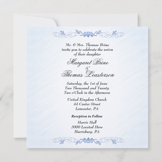Invitations de mariage Blue Accent (Devant)