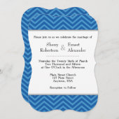Invitations de mariage Blue Chevron (Devant / Derrière)