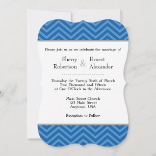 Invitations de mariage Blue Chevron