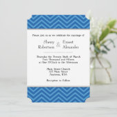 Invitations de mariage Blue Chevron (Debout devant)