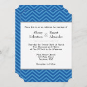 Invitations de mariage Blue Chevron (Devant / Derrière)