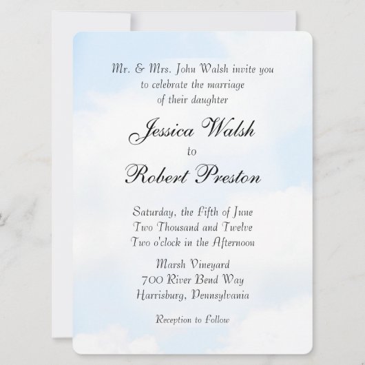 Invitations de mariage Blue Cloud (Devant)