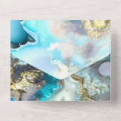 Invitations de mariage Blue et Gold Geode avec RSV (Verso)