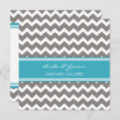 Invitations de mariage Blue Grey Chevron (Devant / Derrière)