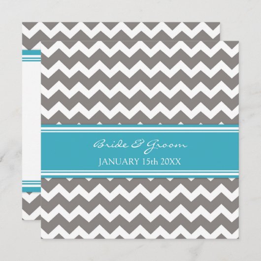 Invitations de mariage Blue Grey Chevron (Devant / Derrière)