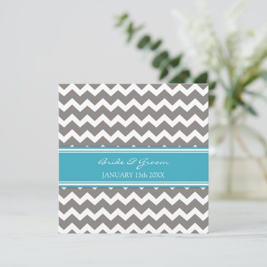 Invitations de mariage Blue Grey Chevron (Debout devant)