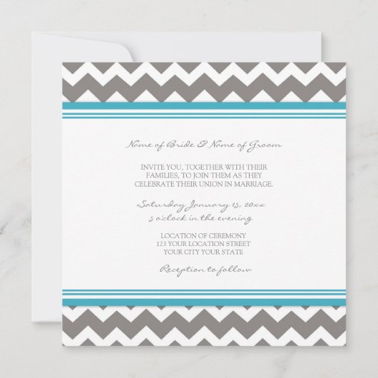 Invitations de mariage Blue Grey Chevron (Dos)