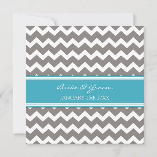 Invitations de mariage Blue Grey Chevron (Devant)