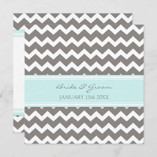 Invitations de mariage Blue Grey Chevron (Devant / Derrière)