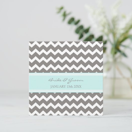 Invitations de mariage Blue Grey Chevron (Debout devant)