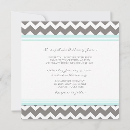 Invitations de mariage Blue Grey Chevron (Dos)