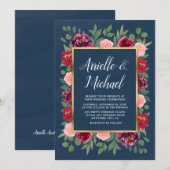 Invitations de mariage Blush Pink Gold Burgundy (Devant / Derrière)