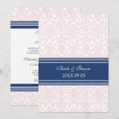 Invitations de mariage Blush White Damask (Devant / Derrière)