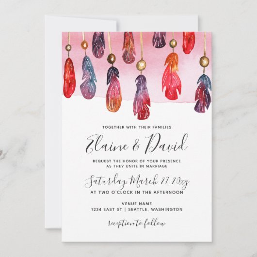 Invitations de mariage Bohême libre esprit (Devant)