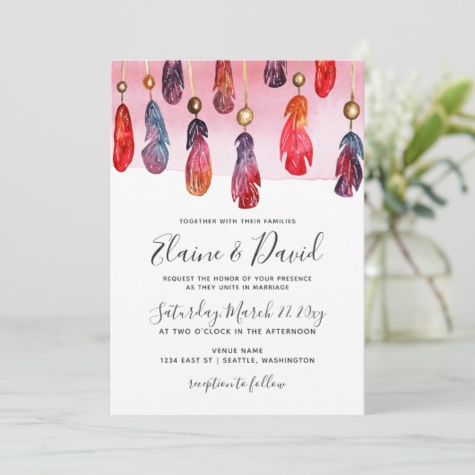 Invitations de mariage Bohême libre esprit (Debout devant)