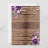 Invitations de mariage Bois rustique Purple Floral (Dos)