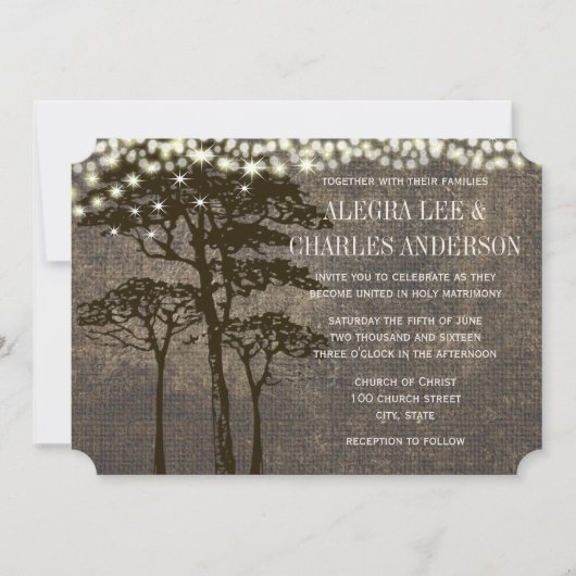 Invitations de mariage Brown de chêne (Devant)