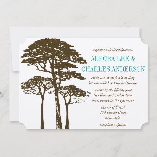 Invitations de mariage Brown de chêne (Devant)