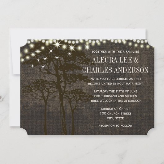 Invitations de mariage Brown de chêne (Devant)