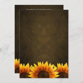 Invitations de mariage Brown de tournesol en table (Devant / Derrière)