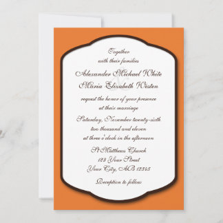 Invitations de mariage Brown et blanc orange