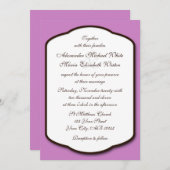 Invitations de mariage Brown et blanc violet (Devant / Derrière)