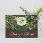 Invitations de mariage Brown et de camo vert de ch (Debout devant)