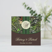Invitations de mariage Brown et de camo vert de ch (Debout devant)